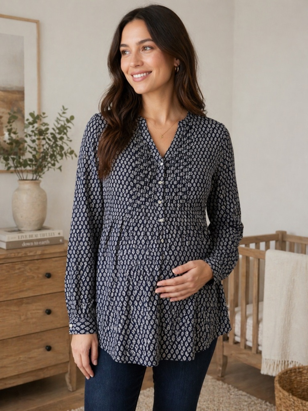 Seraphine long sleeve maternity tunic blouse